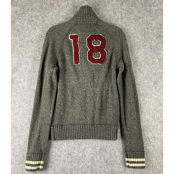 VTG Y2K Abercrombie Fitch Wool Cardigan Sweater Womens Medium Full Zip Varsity - Picture 8 of 13
